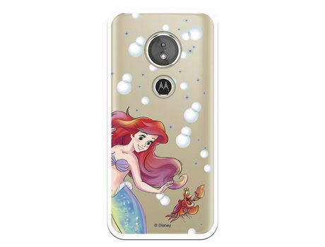 Funda Oficial Disney Sirenita y Sebastian Transparente para Motorola Moto E5 - La Sirenita