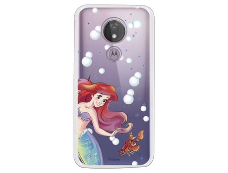 Funda Oficial Disney Sirenita y Sebastian Transparente para Motorola Moto G7 Power - La Sirenita