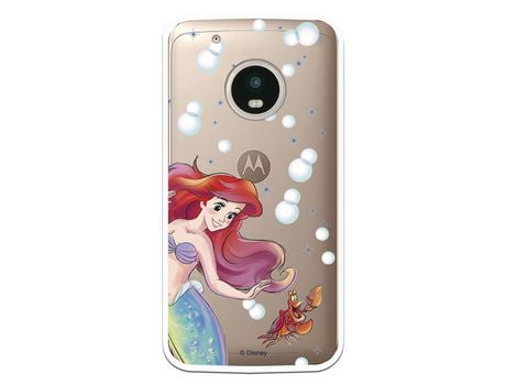 Funda Oficial Disney Sirenita y Sebastian Transparente para Moto G5 Plus - La Sirenita