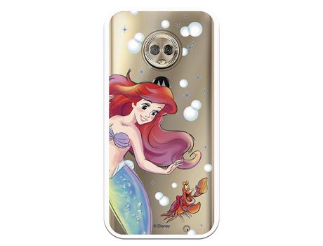 Funda Oficial Disney Sirenita y Sebastian Transparente para Motorola Moto G6 Plus - La Sirenita