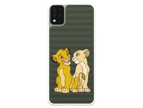 Funda para LG K42 Oficial de Disney Simba y Nala Silueta - El Rey León