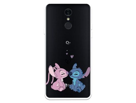 Funda para LG Q7 Oficial de Disney Angel & Stitch Beso - Lilo & Stitch