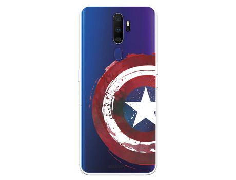 Funda para Oppo A5 2020 Oficial de Marvel Capitan America Escudo Transparente