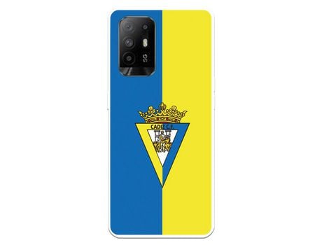 Funda para Oppo A74 4G del Cádiz Escudo Fondo Bicolor - Licencia Oficial