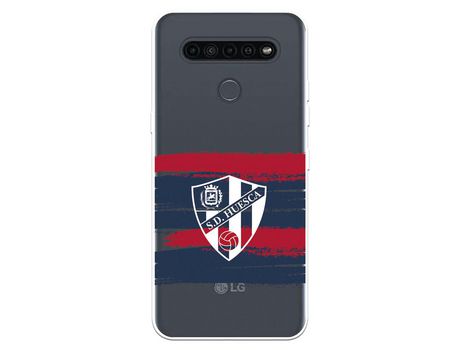 Funda para LG K41S del Huesca Rayas Transparente - Licencia Oficial SD Huesca