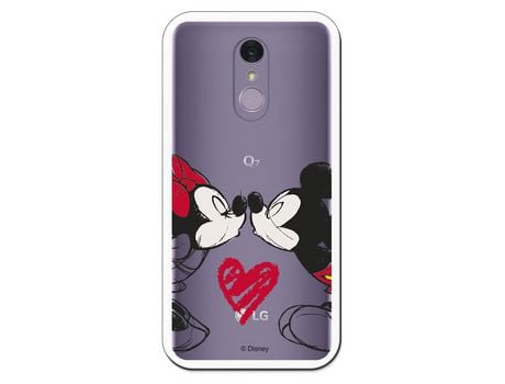 Funda para LG Q7 Oficial de Disney Mickey y Minnie Beso - Clásicos Disney