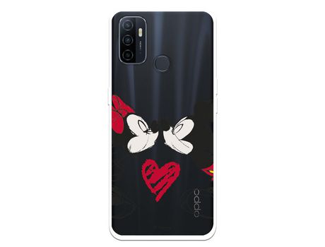 Funda para Oppo A32 Oficial de Disney Mickey y Minnie Beso - Clásicos Disney