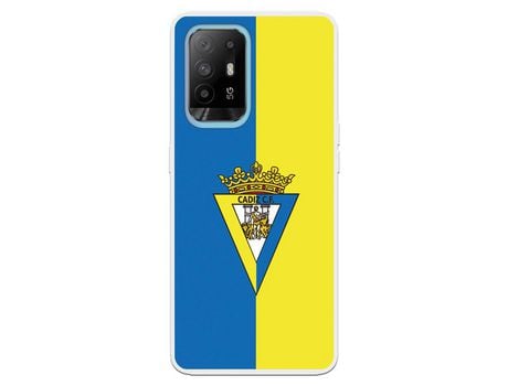 Funda para Oppo A94 5G del Cádiz Escudo Fondo Bicolor - Licencia Oficial