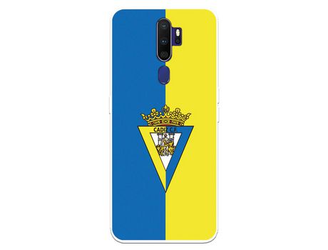 Funda para Oppo A9 2020 del Cádiz Escudo Fondo Bicolor - Licencia Oficial