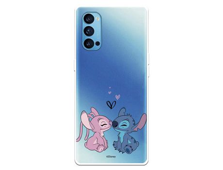 Funda para Oppo Reno 4 Oficial de Disney Angel & Stitch Beso - Lilo & Stitch