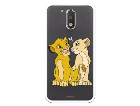 Funda Oficial Disney Simba y Nala transparente para Motorola Moto G4 - El Rey León