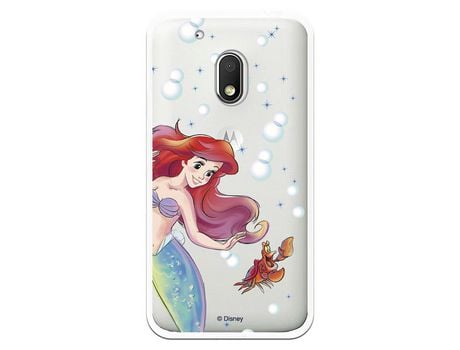 Funda Oficial Disney Sirenita y Sebastian Transparente para Motorola Moto G4 Play - La Sirenita