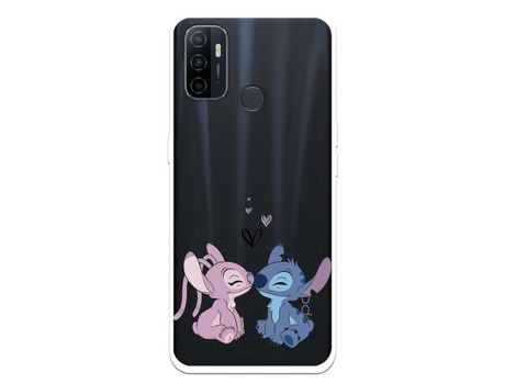 Funda para Oppo A32 Oficial de Disney Angel & Stitch Beso - Lilo & Stitch