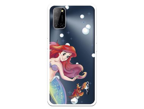 Funda para Oppo A52 Oficial de Disney Ariel y Sebastián Burbujas - La Sirenita