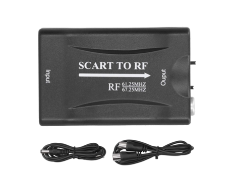 Adaptador de vídeo SCART a RF a convertidor de salida RF 6725 Mhz/6125 Mhz para TV Box convertidor SCART a RF para DVD/TV Box/Network Bo