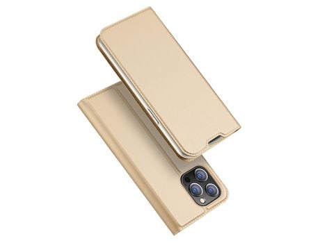 Funda de Couro Sintético DUX DUCIS Skin Pro para iPhone 14 Pro Max Dorado