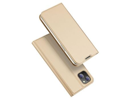 Funda Couro Sintético DUX DUCIS Skin Pro Flip iPhone 14 Max Dorado