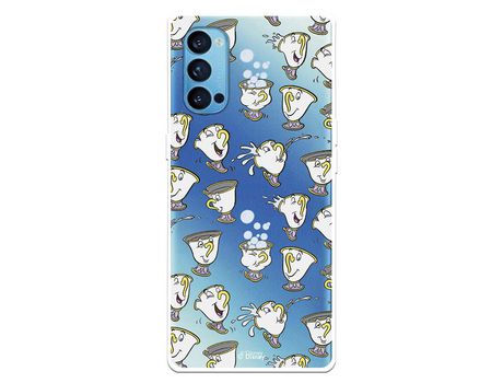 Funda para Oppo Reno4 5G Oficial de Disney Chip Potts Siluetas - La Bella y la Bestia