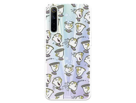 Funda para Realme 6 Oficial de Disney Chip Potts Siluetas - La Bella y la Bestia