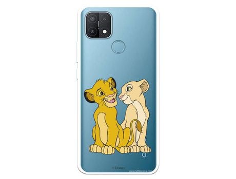 Funda para Oppo A15 Oficial de Disney Simba y Nala Silueta - El Rey Leon