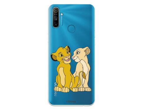 Funda para Realme C3 Oficial de Disney Simba y Nala Silueta - El Rey Leon