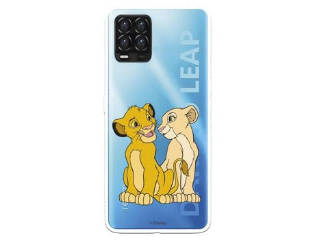 Funda para Realme 8 Oficial de Disney Simba y Nala Silueta - El Rey Leon