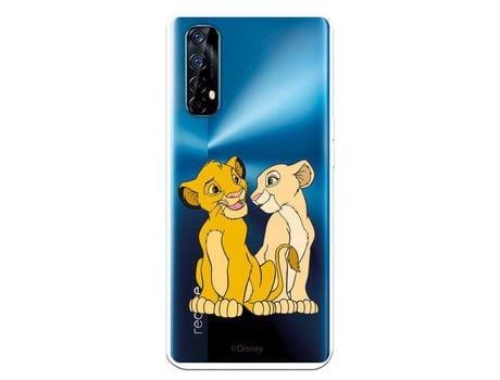 Funda para Realme 7 Oficial de Disney Simba y Nala Silueta - El Rey Leon