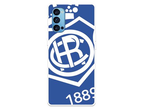 Funda para Oppo Reno4 5G del Recre Escudo Fondo Azul - Licencia Oficial Real Club Recreativo de Huelva