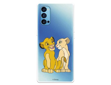 Funda para Oppo Reno4 5G Oficial de Disney Simba y Nala Silueta - El Rey Leon