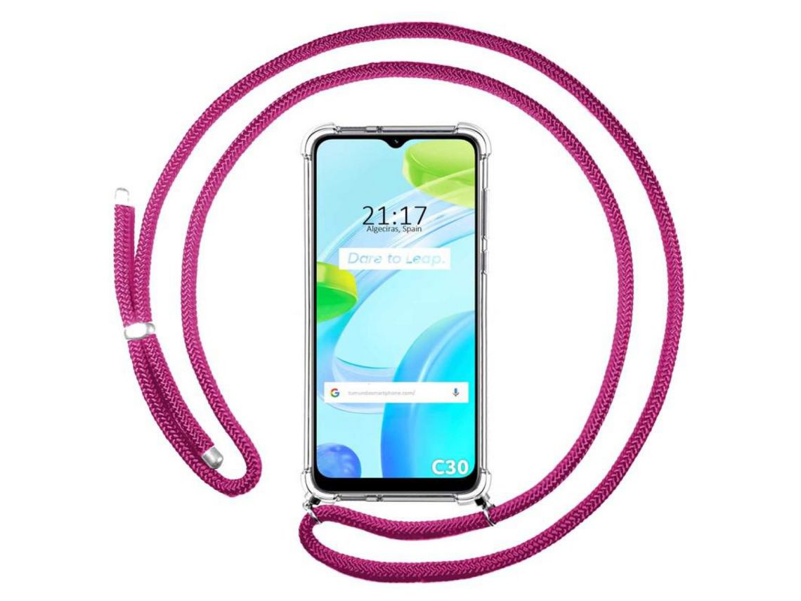 Cool Cordón Colgante Universal Fucsia Con Tarjeta para Smartphone