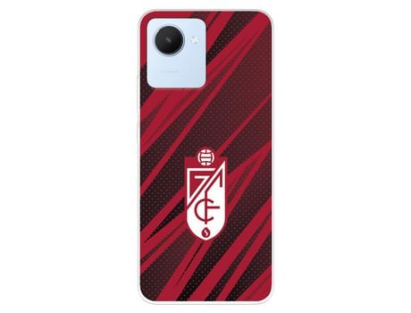 Funda Para Realme C30 Del Granada Cf Escudo - Líneas Rojas Y Negras - Licencia Oficial Granada Cf