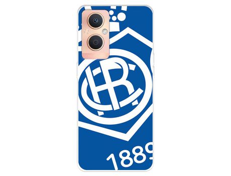 Funda Para Oppo A96 5G Del Real Club Recreativo De Huelva Escudo Fondo Azul - Licencia Oficial Real Club Recreativo De Huelva