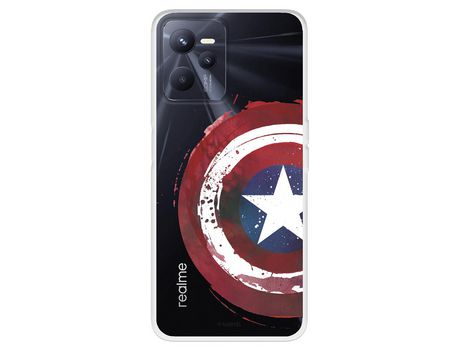 Funda Para Realme C35 Oficial De Marvel Capitán América Escudo Transparente - Marvel