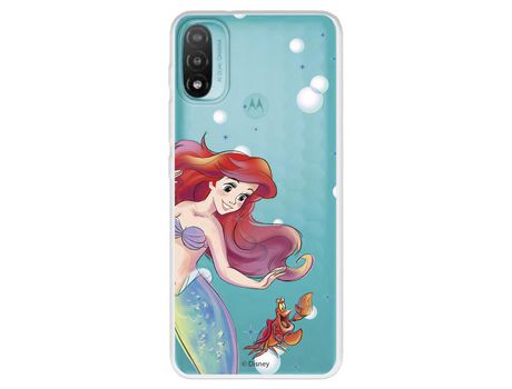 Funda Para Motorola Moto E40 Oficial De Disney Ariel Y Sebastián Burbujas - La Sirenita