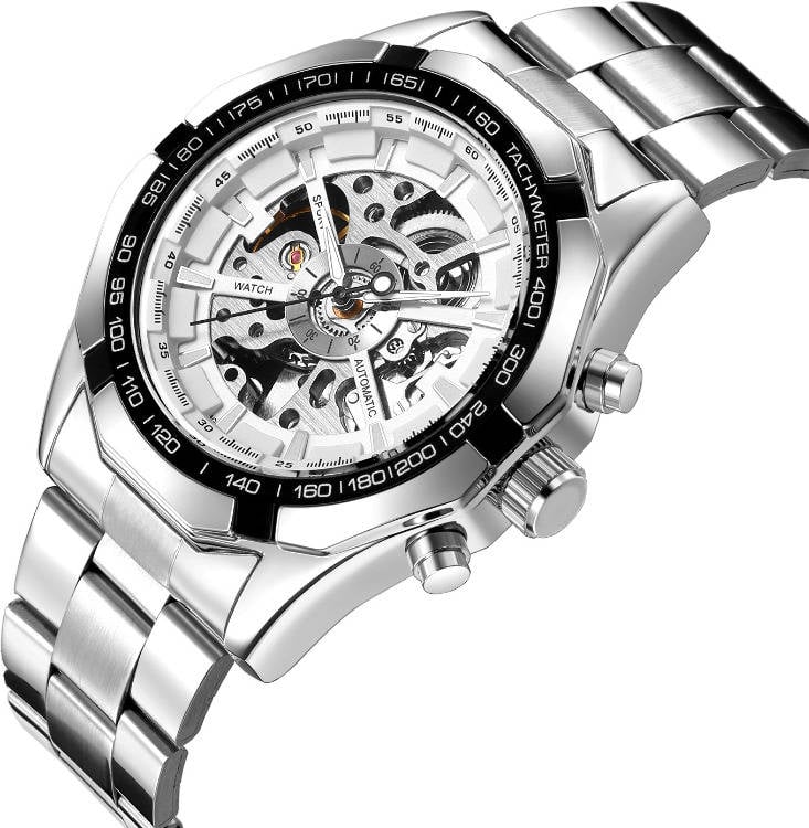 Reloj GETEK Esfera Blanca Hombre (Acero inoxidable - Plateado)