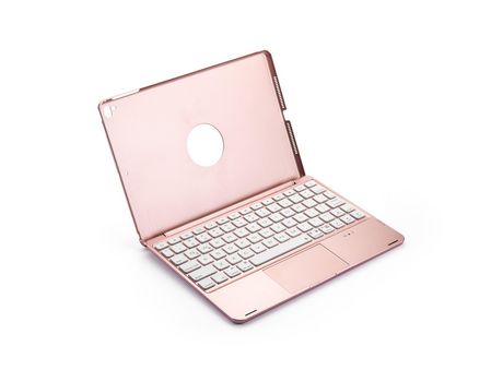 Teclado bluetooth sem fio e capa para ipad air12 pro com mouse de toque[rosa ouro]