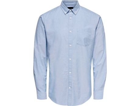 Camisa ONLY & SONS Algodón Hombre (S - Azul)