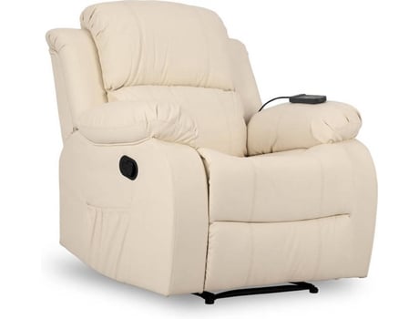 Don Descanso Masaje relax calor trevi crema reclinable 160º con 8 motores silenciosos lumbar sist. 4 zonas y acabado en pu anticuarteo incluye mando. ideal gente mayor levantapersonas reacondicionado beige piel 75x86x99