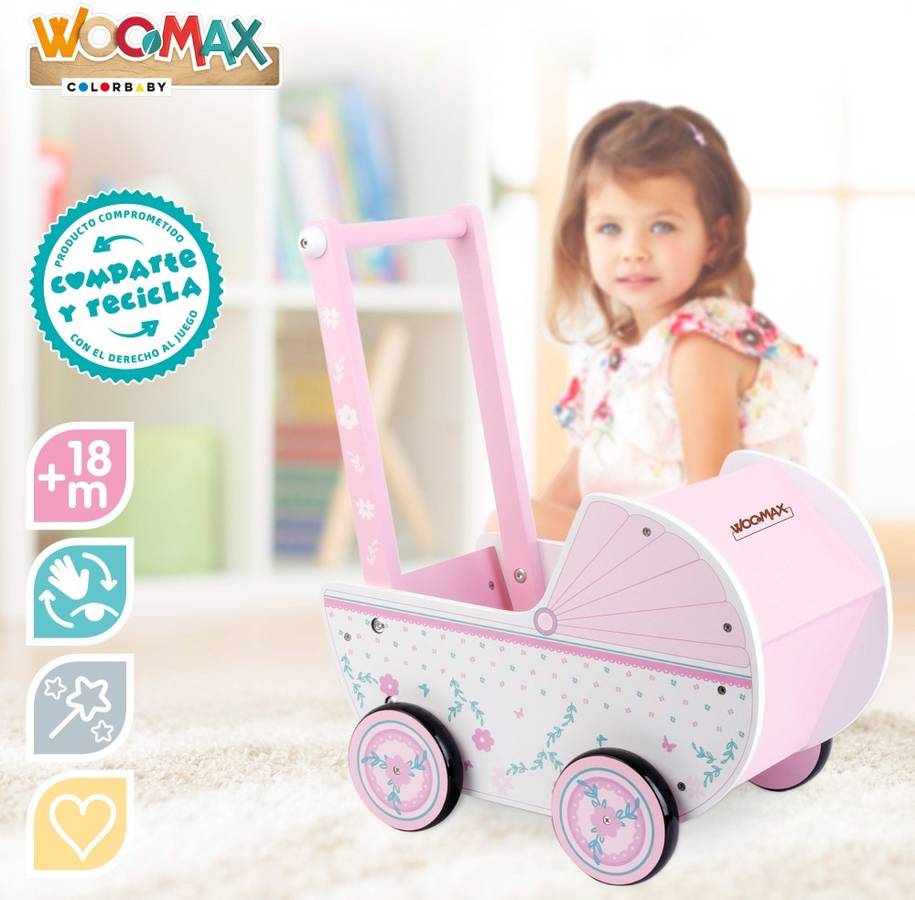 Woomax Carrito De muñecas madera 46475 juguete +3