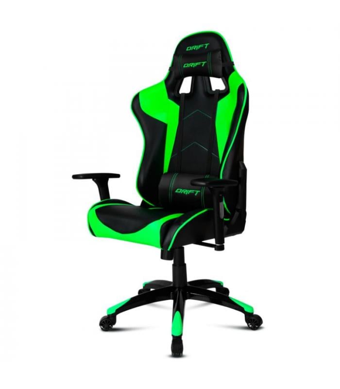 Silla Gaming DRIFT DR300 (Hasta 150 kg - Elevador a Gas Clase 4 - Negro y Verde)