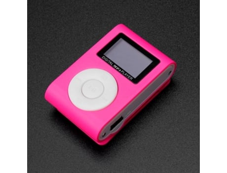 Mini reproductor de clip usb mp3 de moda, pantalla lcd compatible con diseño elegante micro sd tf de 32 gb[Rosa Fuerte / 32gb]