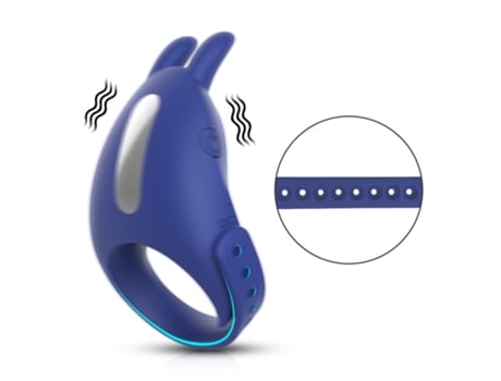 Vibrador de anillo de pene ajustable con 7 modos de vibración para hombres (azul) VEANXIN