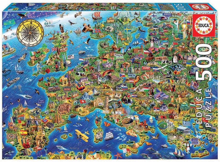 Puzzle EDUCA 500 Mapa de Europa (Edad Mínima: 12 Años - 500 Piezas)