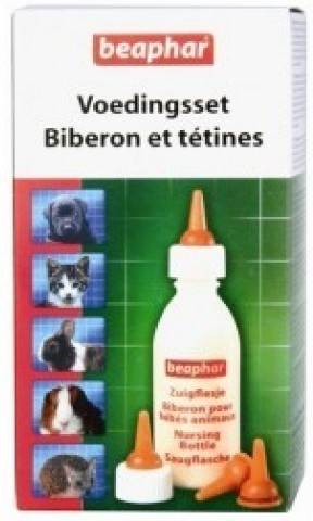 Biberón para Perros, Gatos y Roedores BEAPHAR (Biberón + 4 tetinas + Cepillo) (Blanco - 35ml - 35ml)