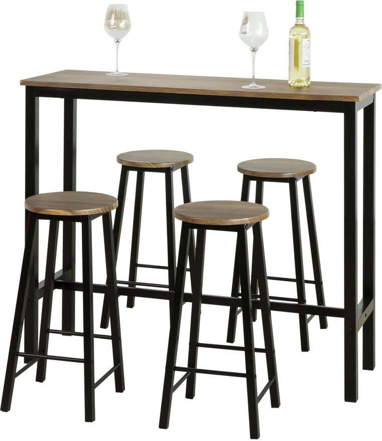 Sobuy Ogt22sch Juegos de muebles altas 1 comedor mesa y 4 taburetes bar es conjunto negro 120x40x100cm