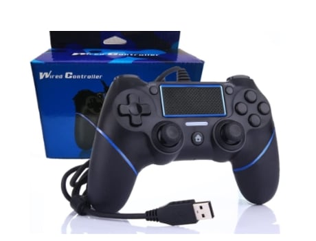 Controlador de juego con cable Ps4 para Playstation 4/Pro/Slim/Pc/Laptop Gamepad Joystick con enchufe USB con doble vibración azul BISBISOUS