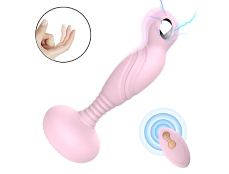 Vibrador de control remoto con descarga eléctrica y 10 modos de vibración para adultos (rosa) VEANXIN