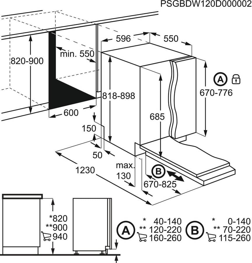 Lavavajillas Integrable AEG FSB52637P (13 Cubiertos - 59.6 cm - Panel Negro)