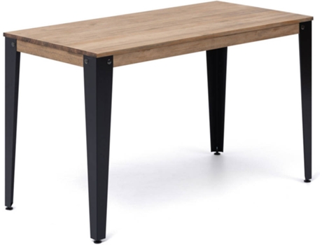 Mesa Bar Lunds box furniture 60x100cm negra madera maciza acabado vintage y acero lacado 18 metal 60x100x75.5