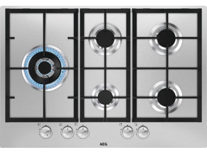 Placa de Gas INOX AEG HGB75501UM (Gas Natural - 74.5cm - Inox)